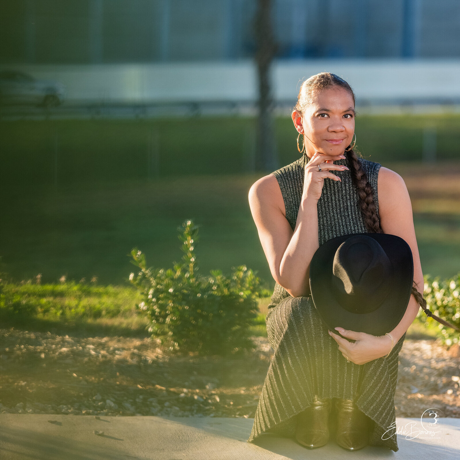 Women with a hat in Greenville, SC, birthday photo shoot
