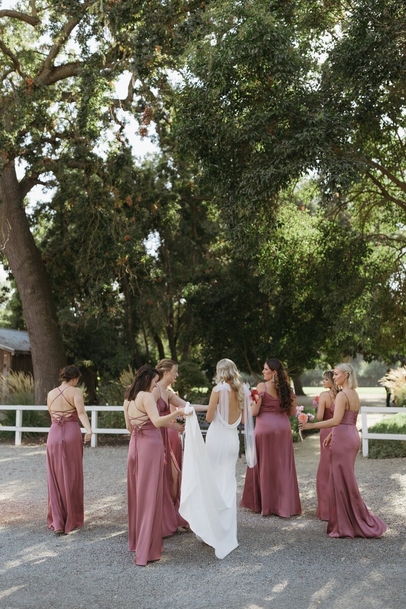 Bridal party walking taken by washington elopement photographers