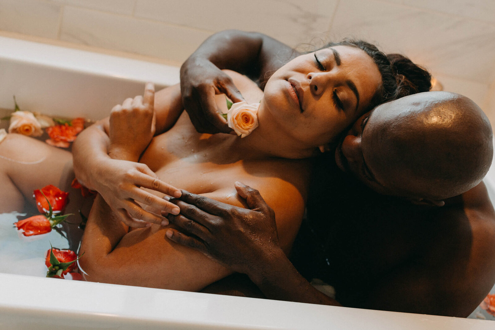 sexy bathtub engagement session