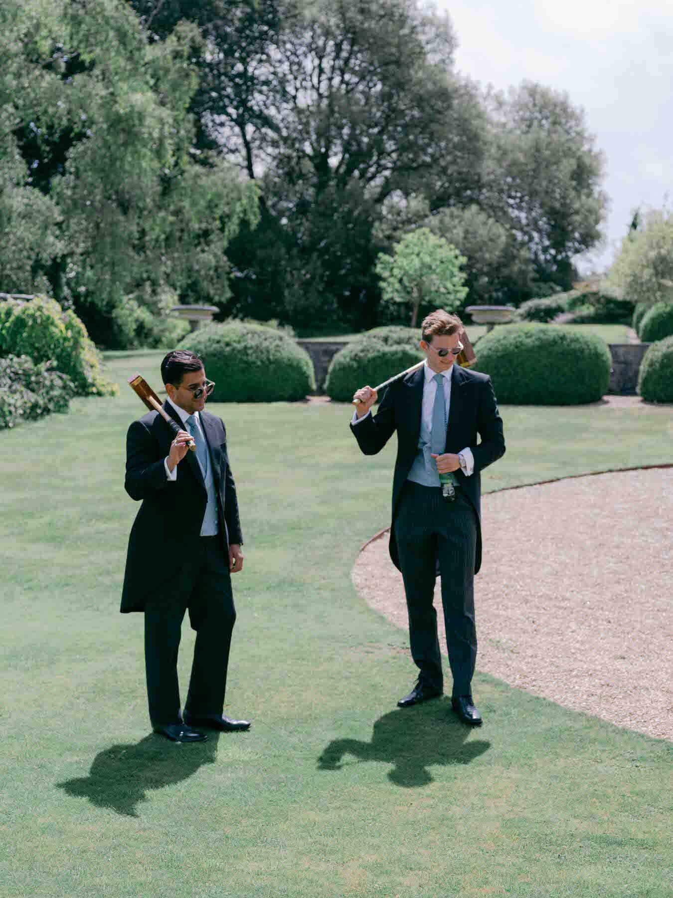 Groom and Best man Playing Croquette