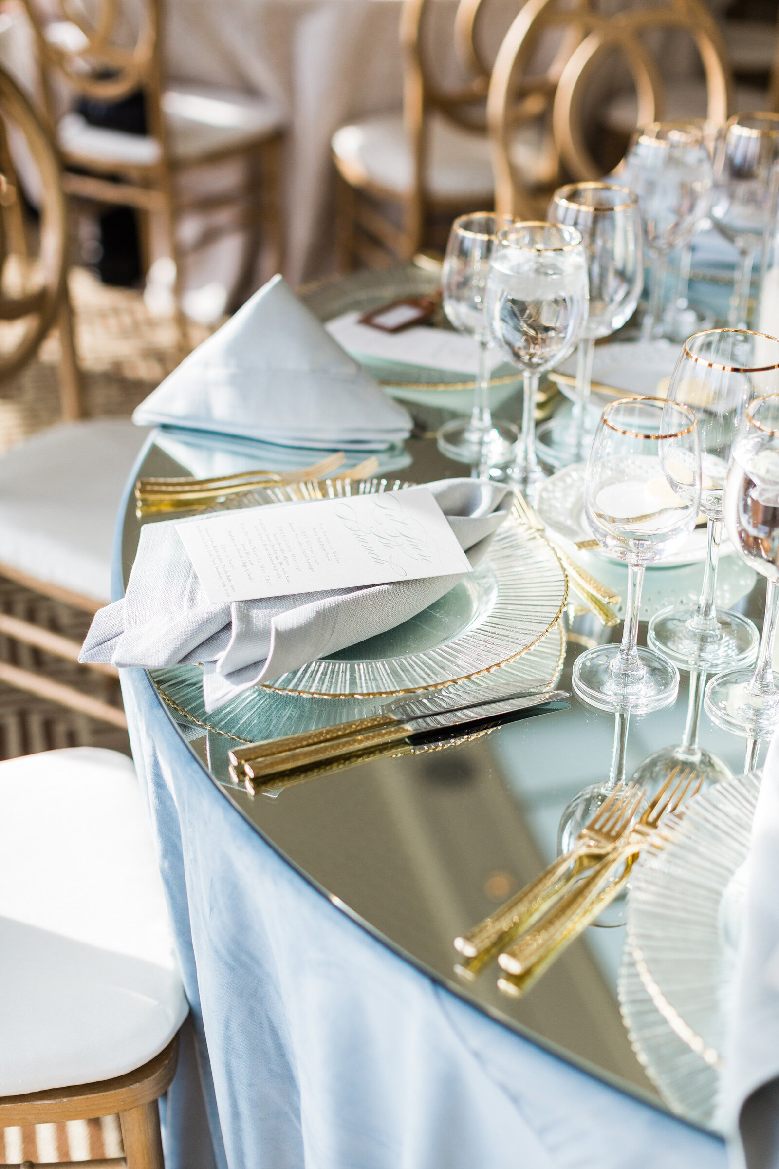mirrored table brunch wedding reception
