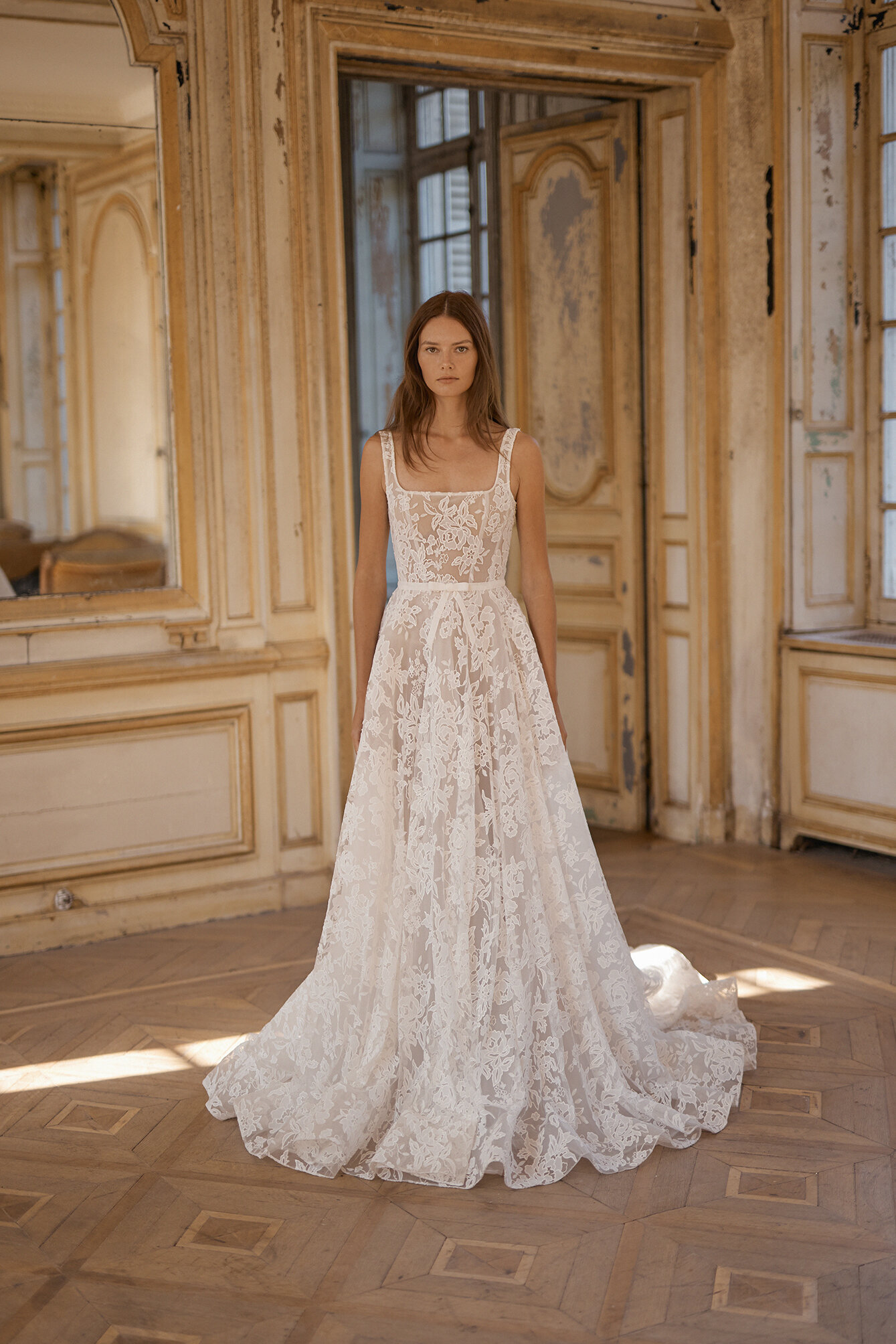 Lace ballgown with straps