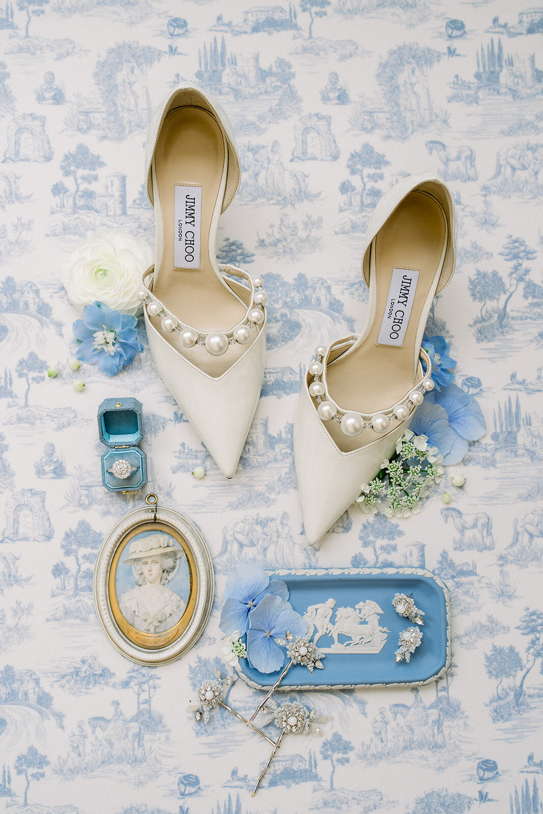 Jimmy Choo Bridal Heels at Luxury Wedding Cake at Castle Leslie, Ireland