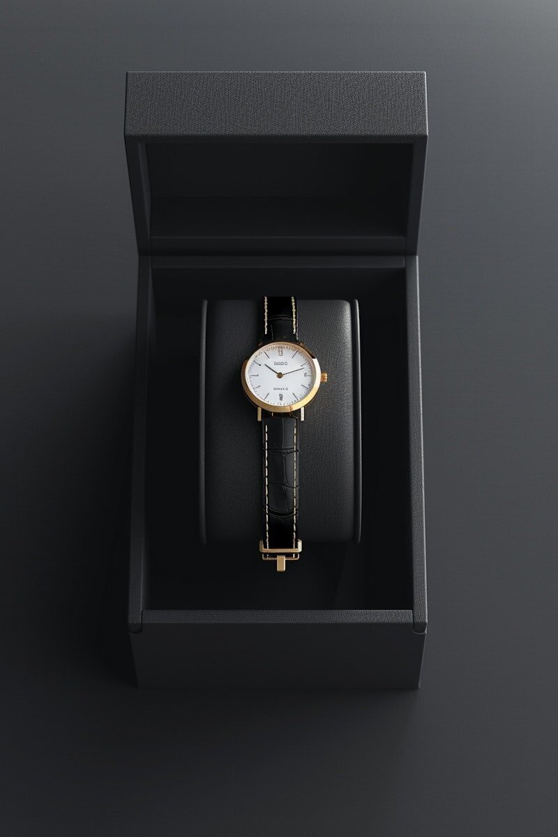 Elegant Gold and Black Watch in Box