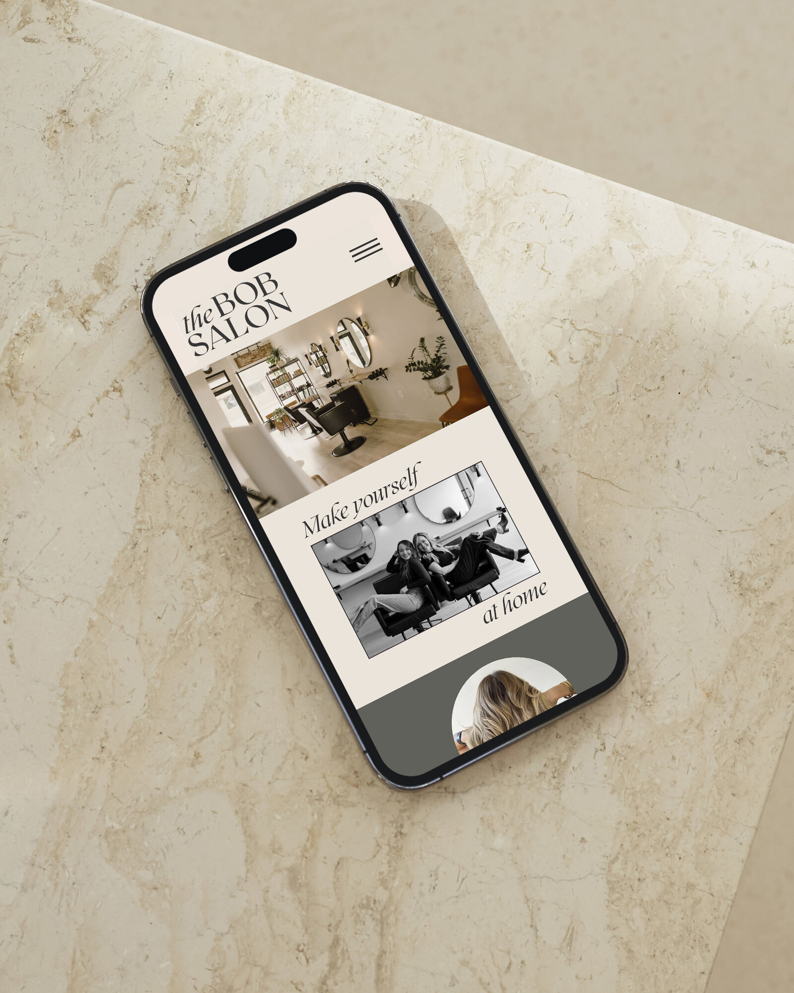 Mobile view of photography website design.