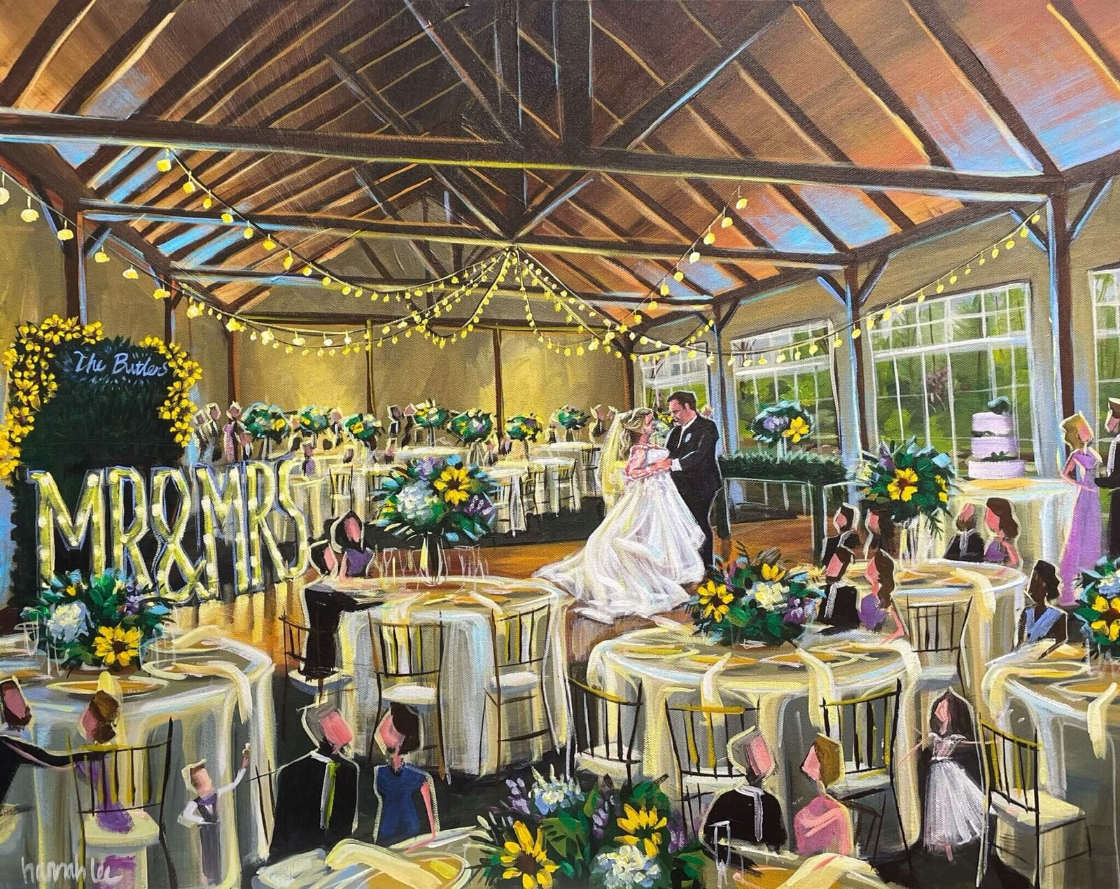 Live Wedding Painting of First Dance at Glasbern Inn wedding reception - Fogelsville PA - Butler