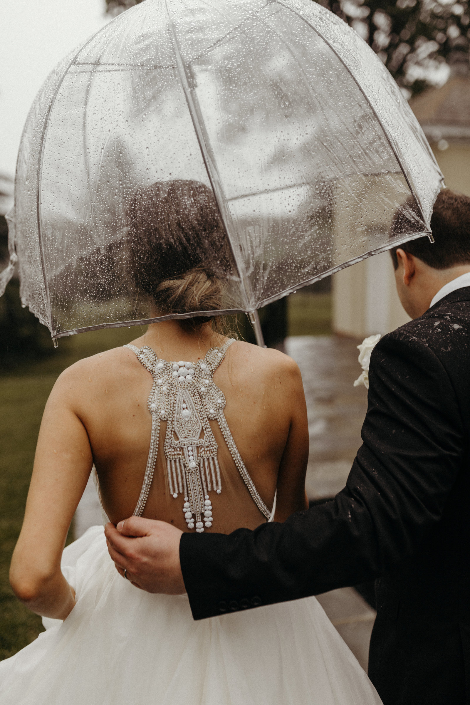 Rainy Wedding Couple Maryland Photographer