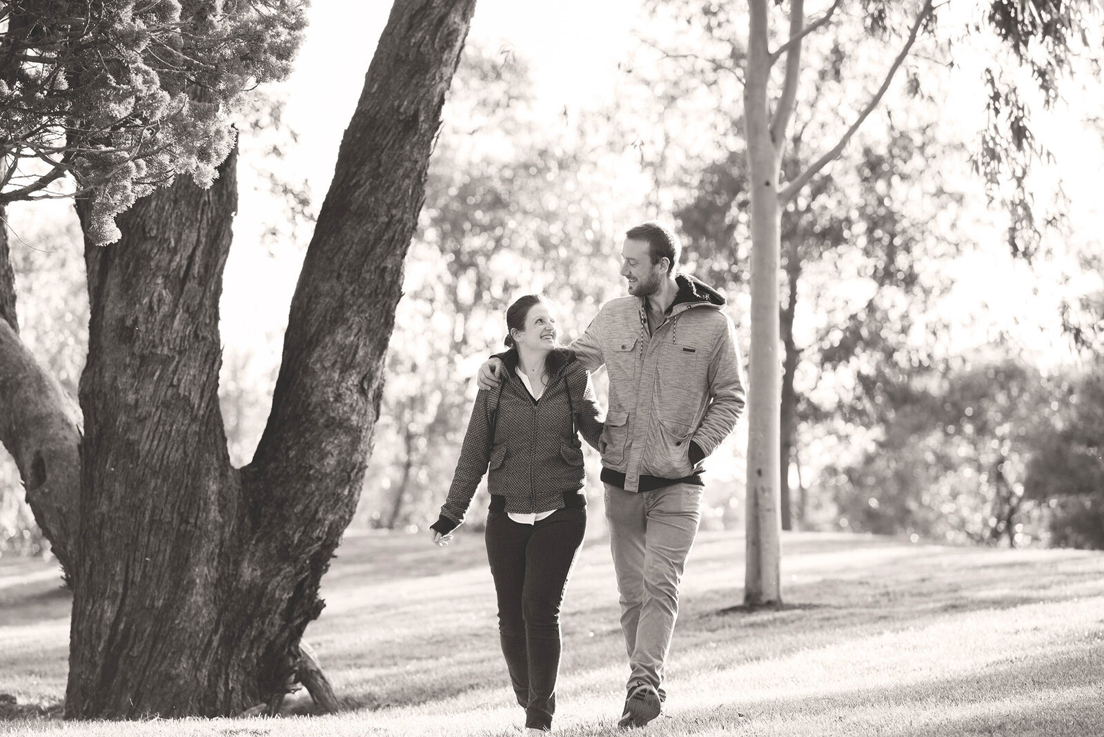 Couple walking holding hands
