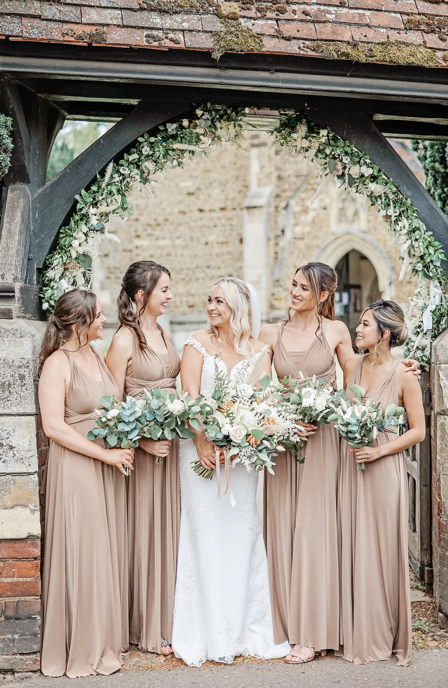 church-ceremony-gold-bridesmaid-dresses