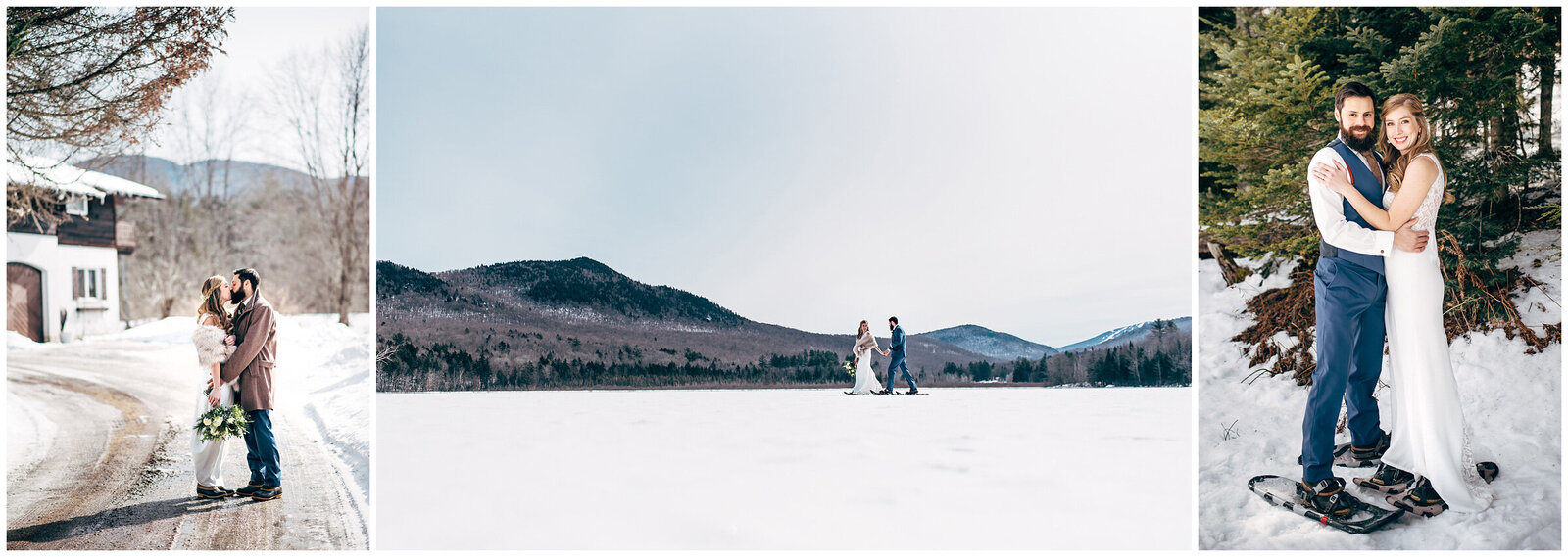 juniper studios vermont winter elopement on snowhoes in chittenden vermont