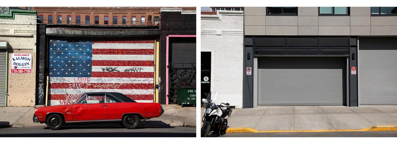 A row of former one story industrial garages were removed to build a residential apartment building with ground level retail and a public parking garage. 20% of the building is affordable housing.
