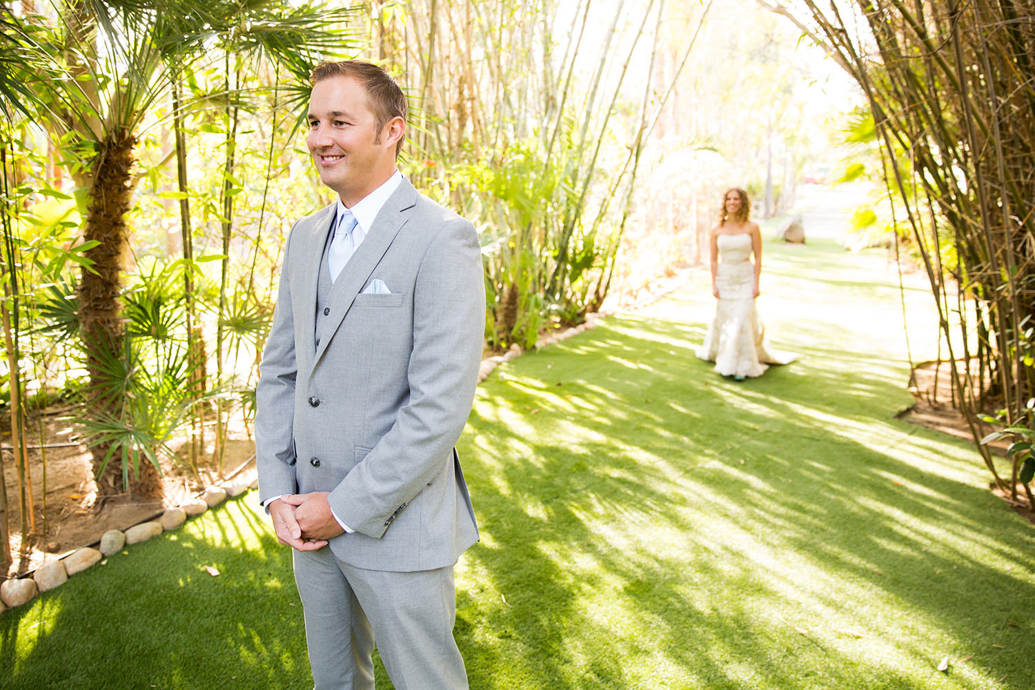 first look with bride and groom