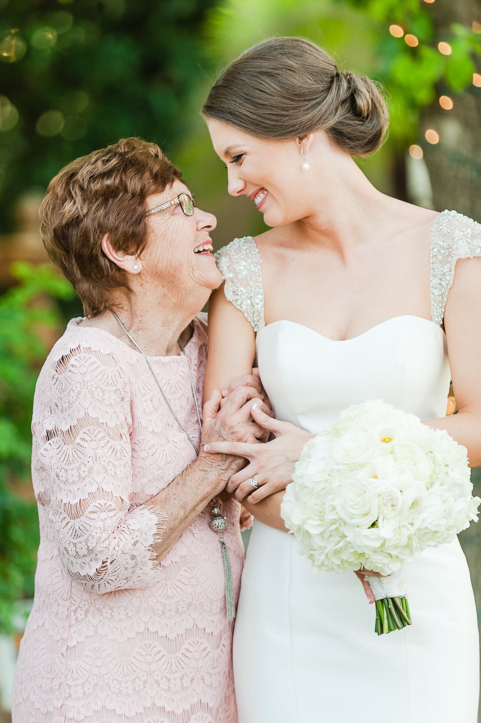 A sweet moment between the bride and her grandma.