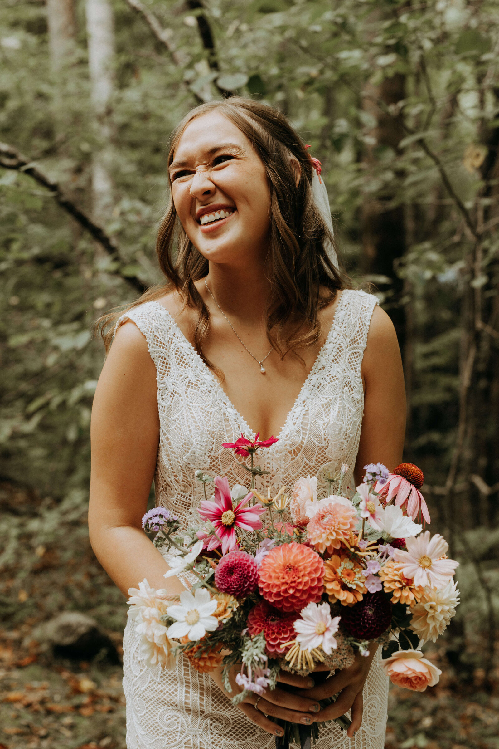 colorful bridal bouquet by Napping Cat Florals
