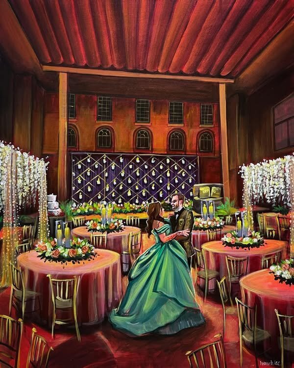 Hannah Paints Events live wedding painting at Montclair Art Museum - Sri and Steve