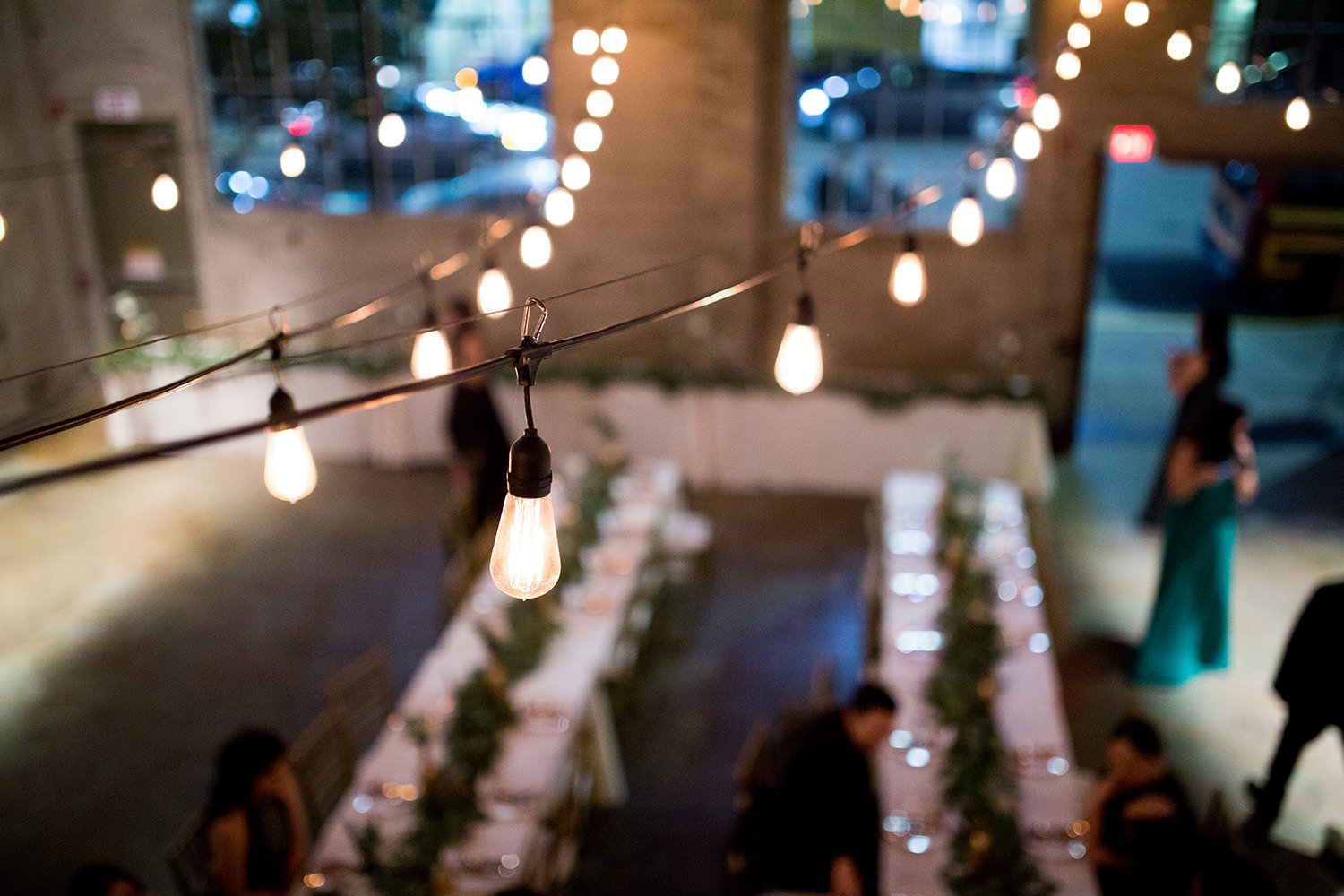 reception space with bride and groom at luce loft