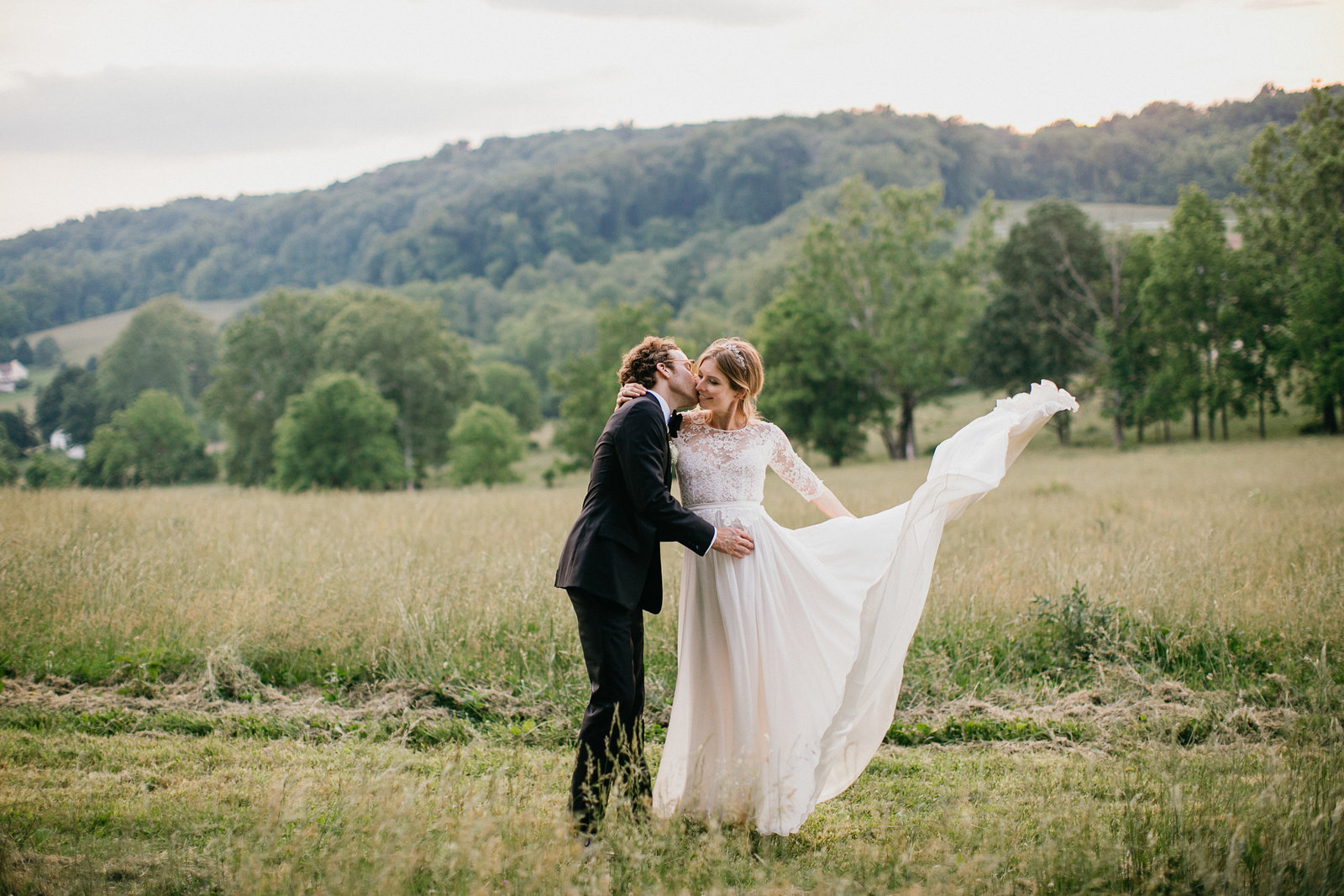 Newly wed couple photographed in the Phoenixville  countryside