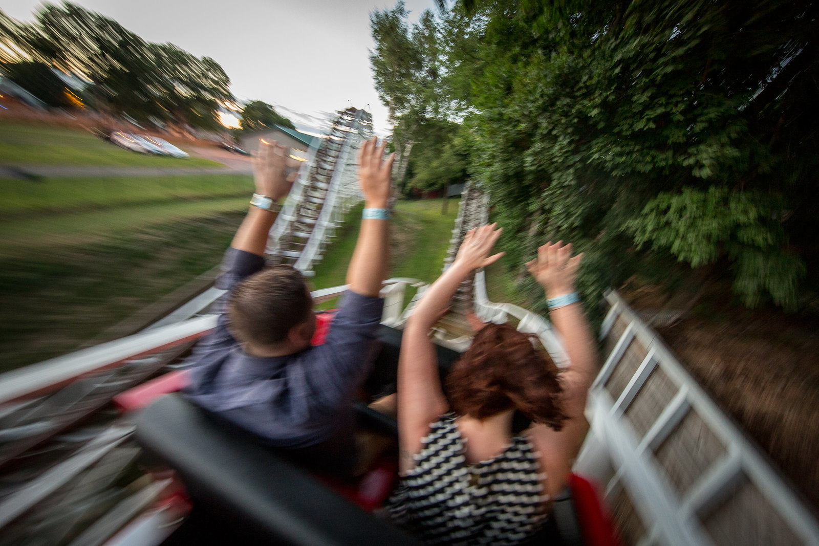 Engagement shoot at Seabreeze amusement park