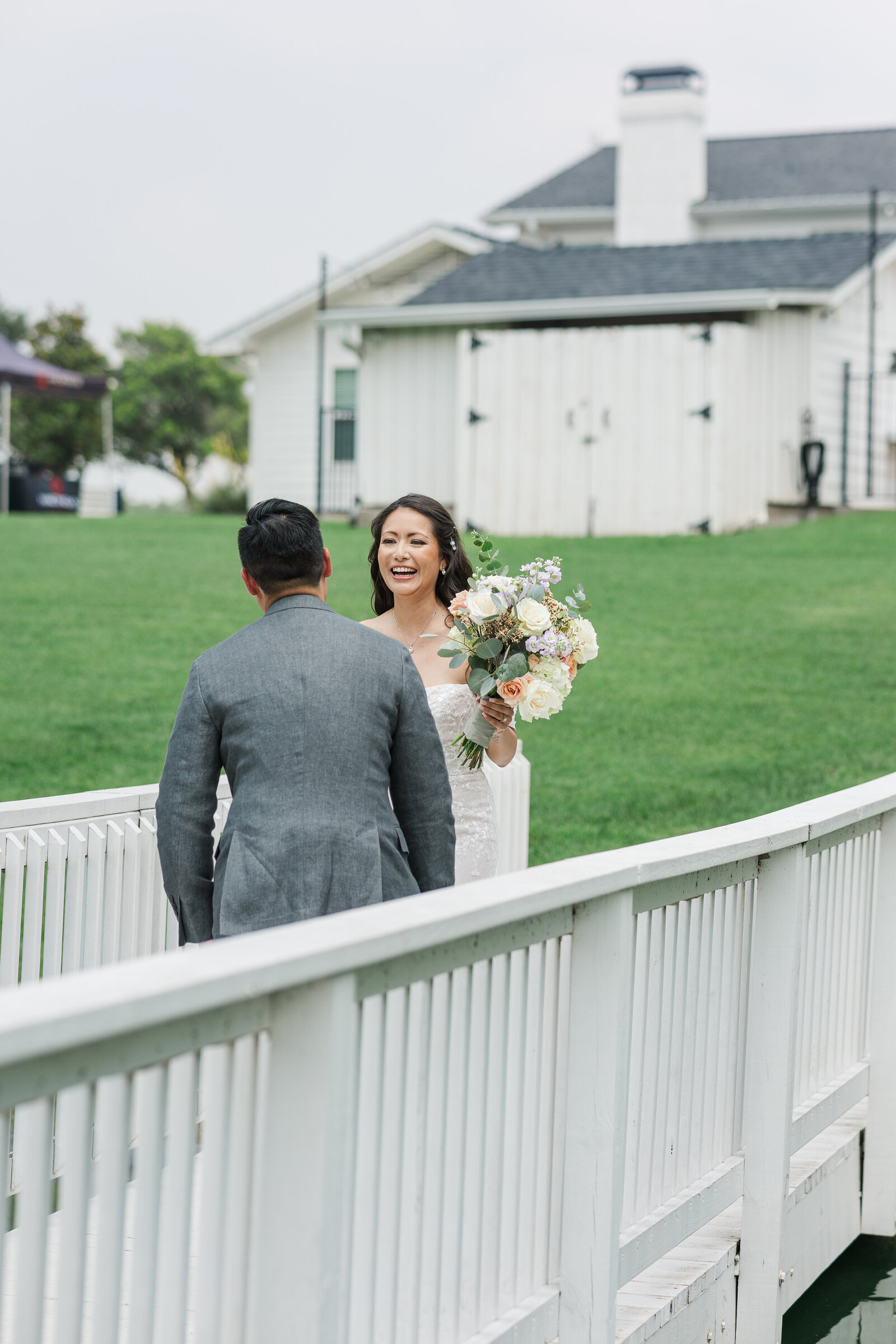 Couple's first look before wedding ceremony
