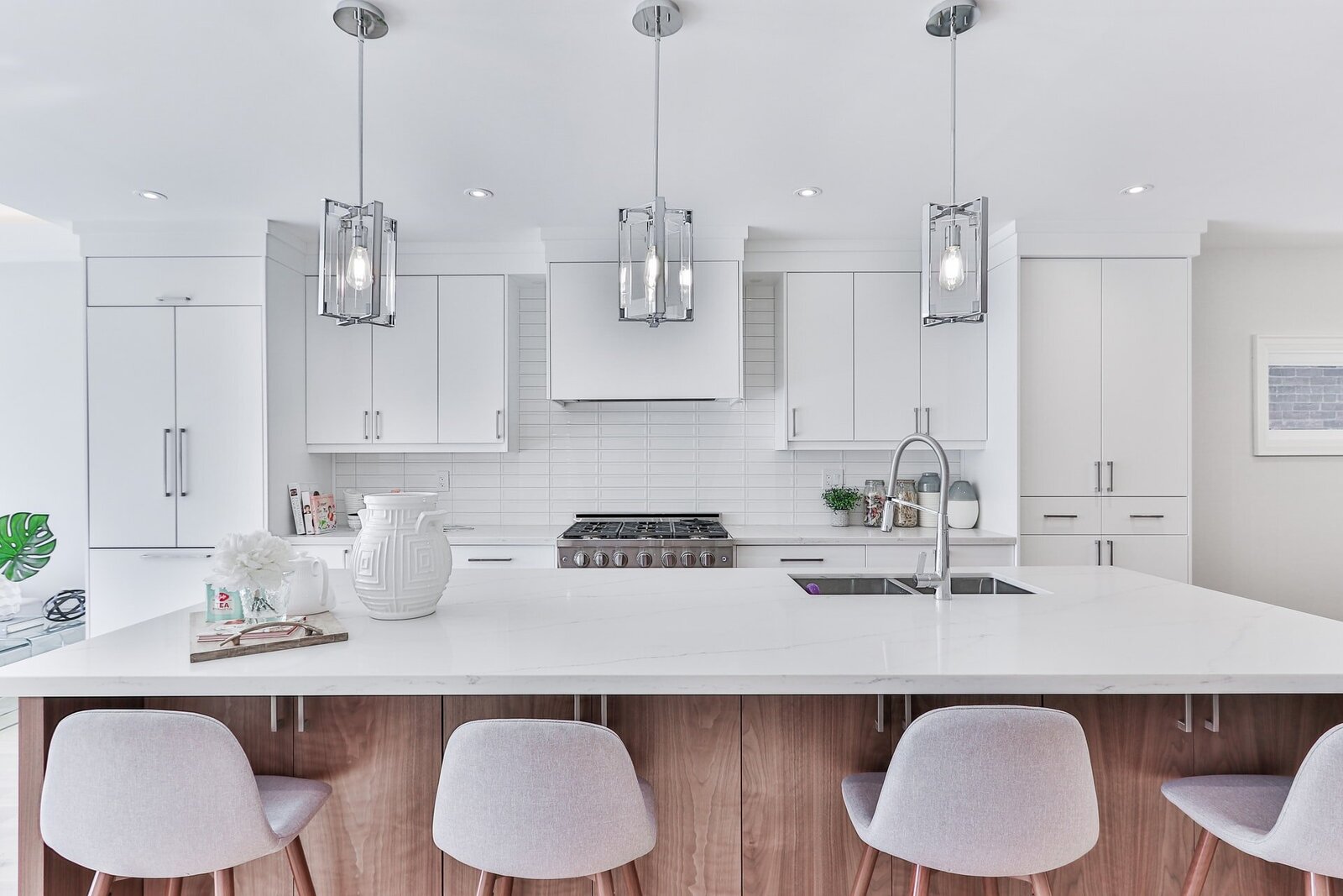 Atlanta home interior of kitchen with white cabinets