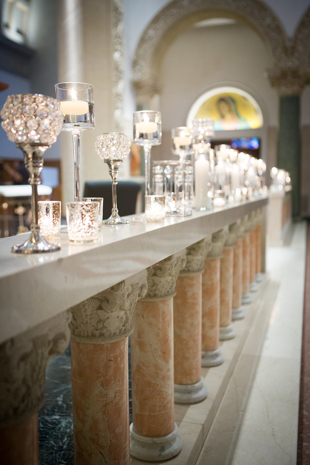 ceremony space with candles at the immaculata