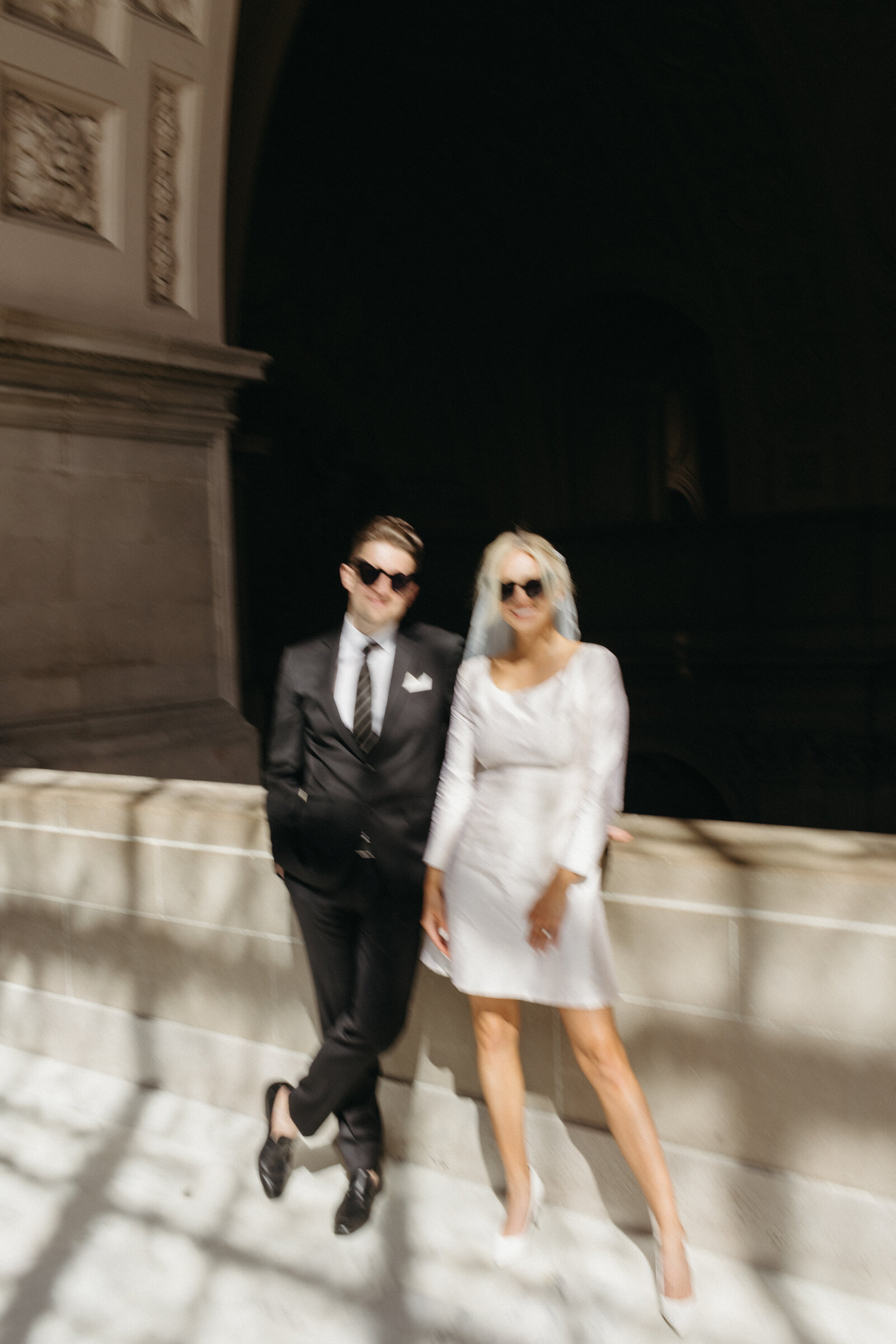 Stylish couple on their wedding day photoshoot in  San Francisco City Hall
