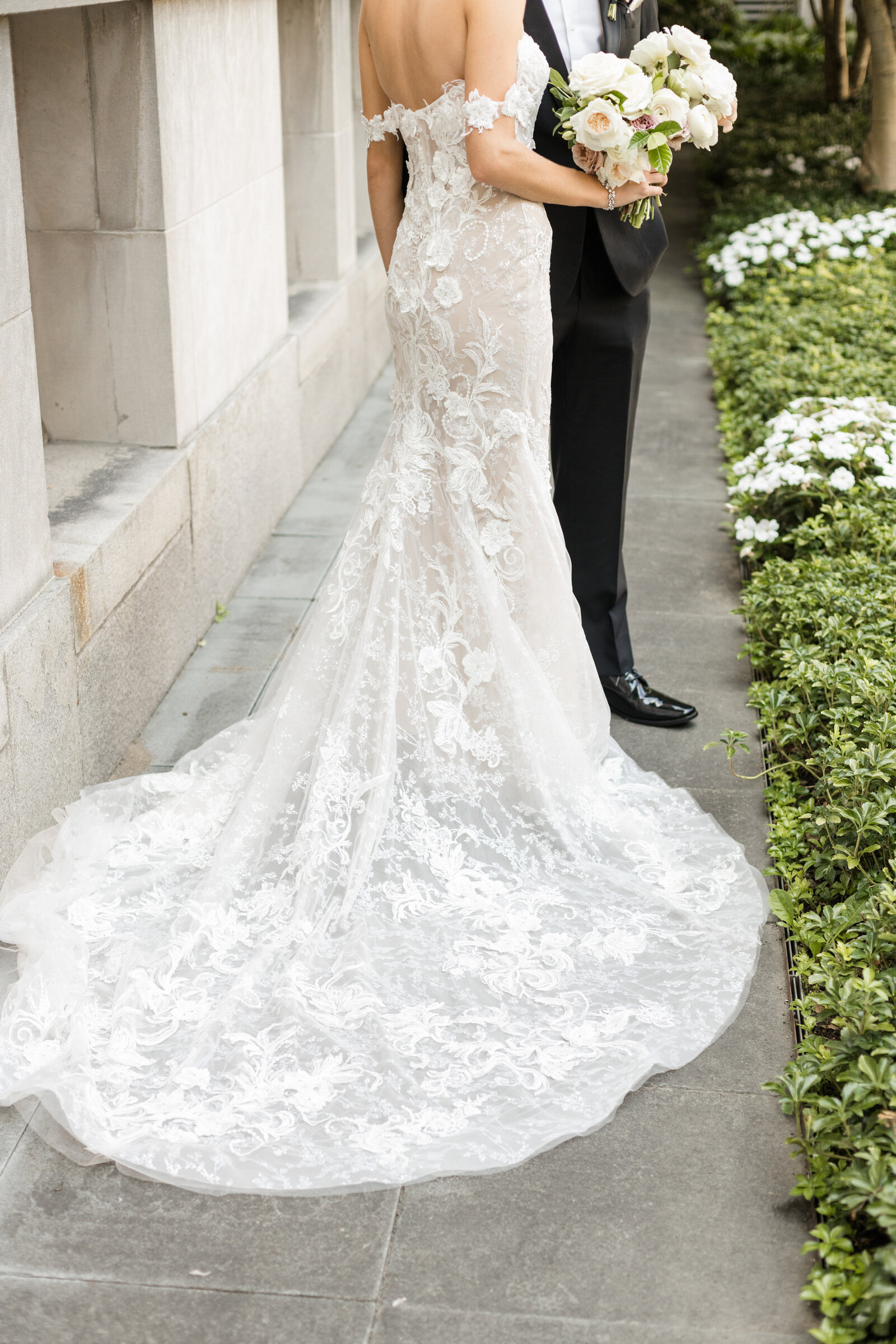 back of bride's dress