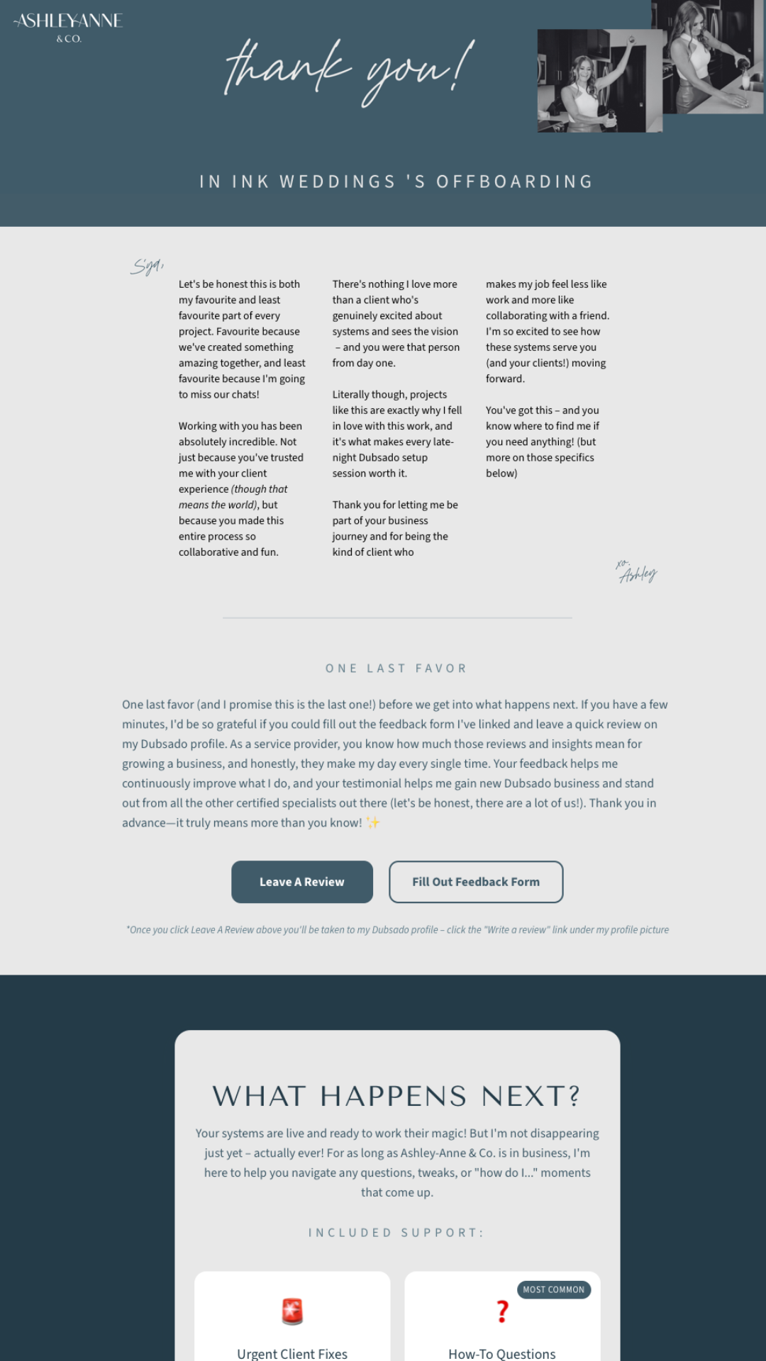 Dubsado Offboarding Template - AA & Co.