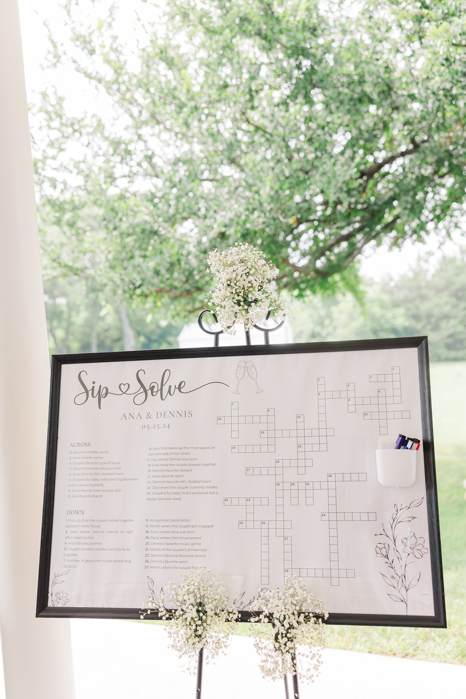 Wedding reception games activities board