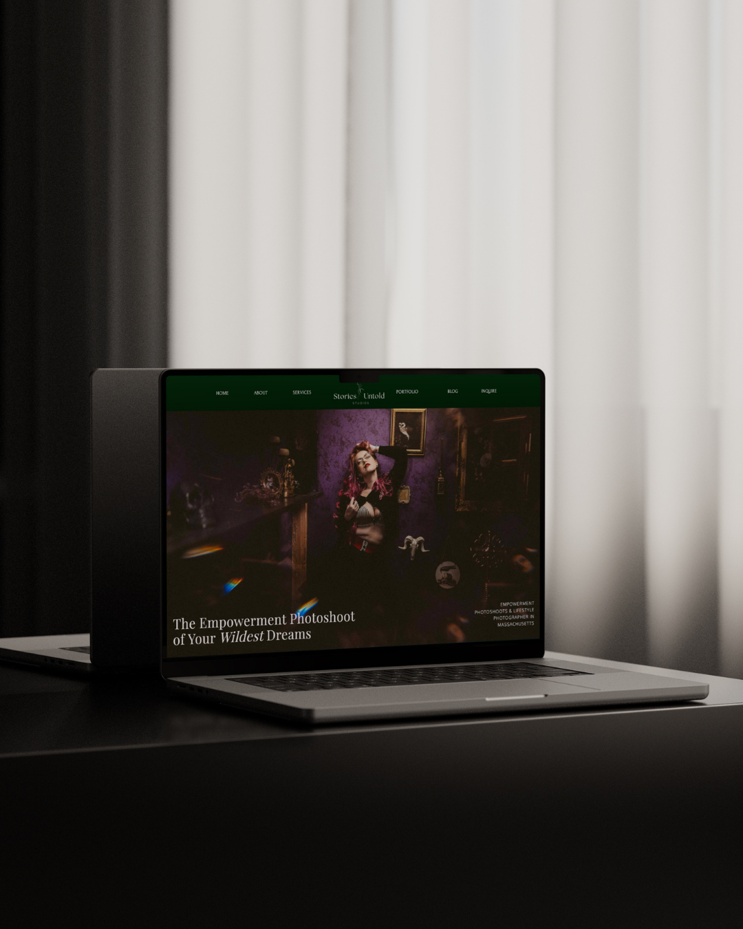 Custom website design for Stories Untold Studios, a Boudoir Photography in Massachusetts