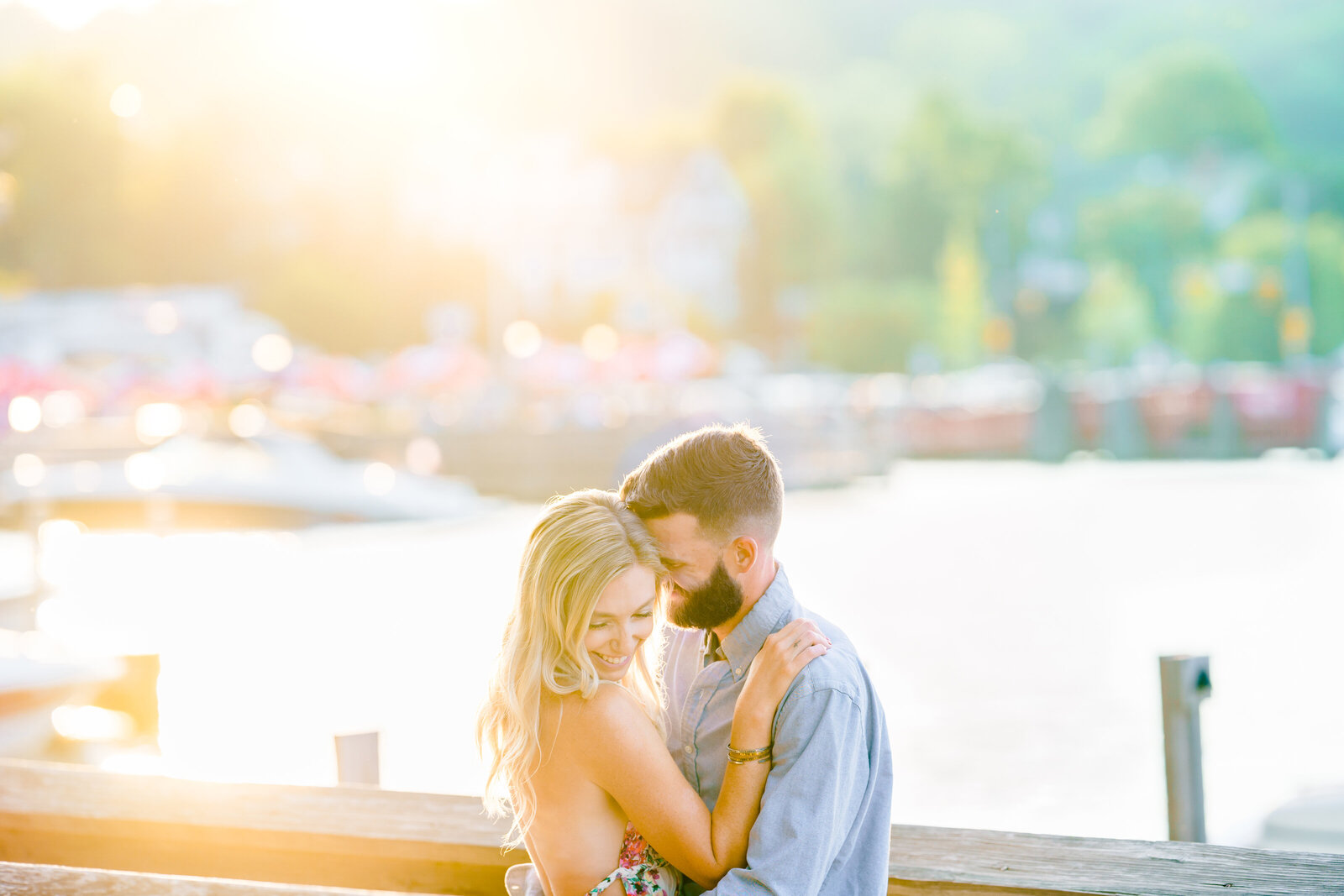 Engagement photos by the water for New England couple