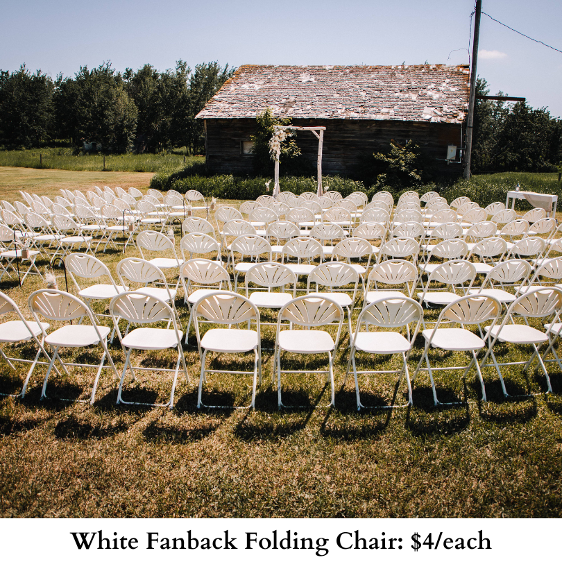 White Fanback Folding Chair-Hub