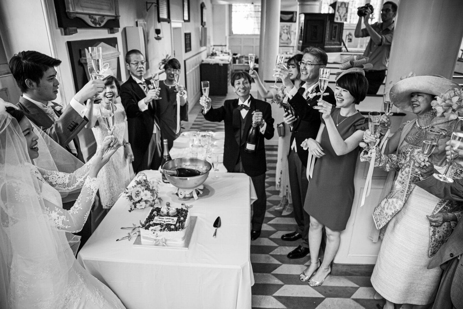Wedding Party toasting the happy couple
