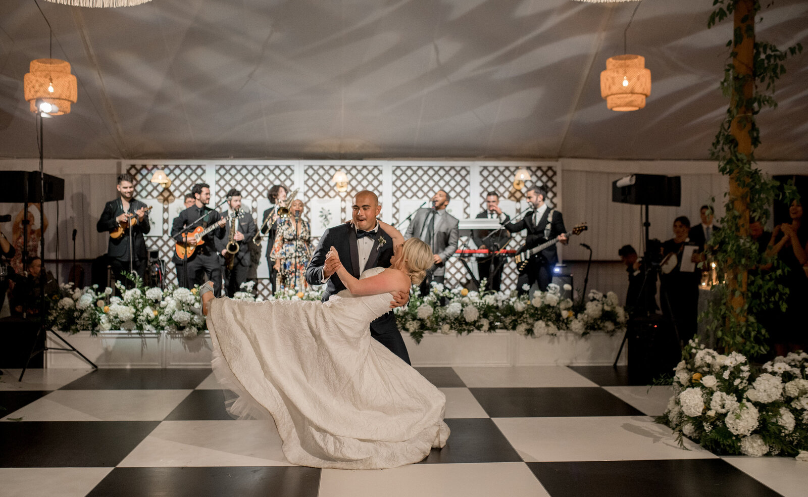Immersive and Luxury Private Estate and Tented Wedding with Blue, Green and White Color Palette-48