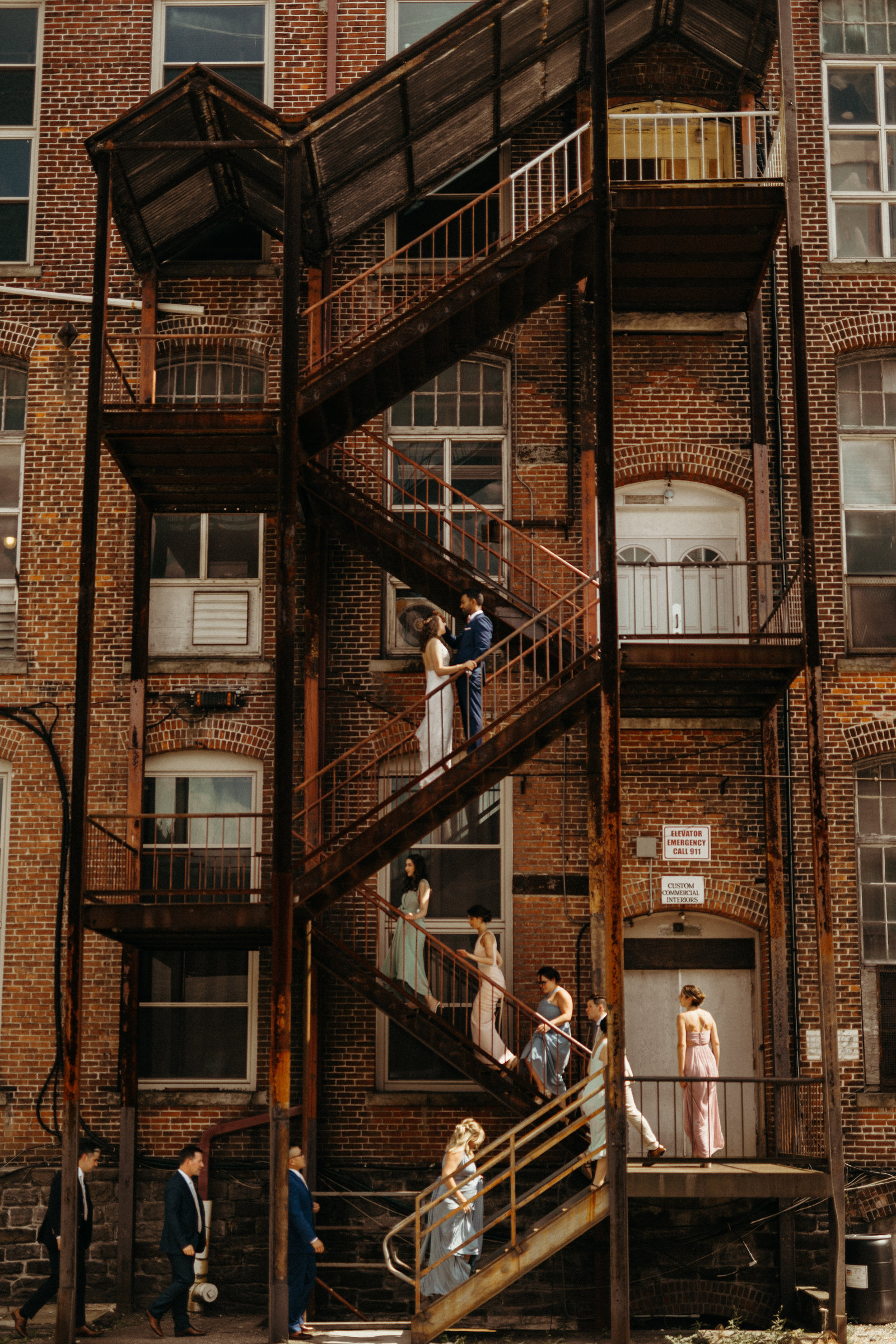 Industrial Baltimore Wedding Photos with Bridal Party