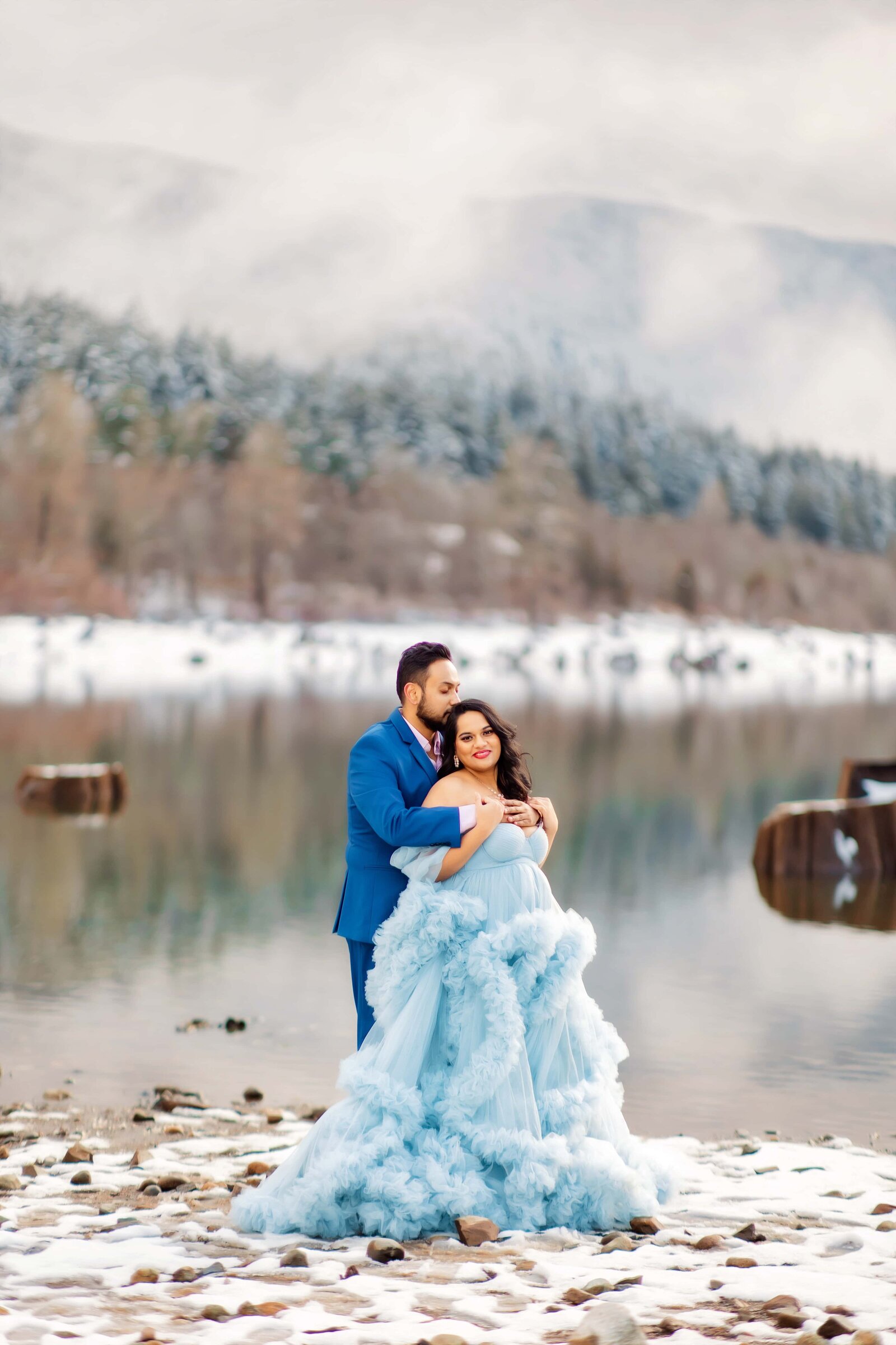 Snow Winter Indian Maternity Session