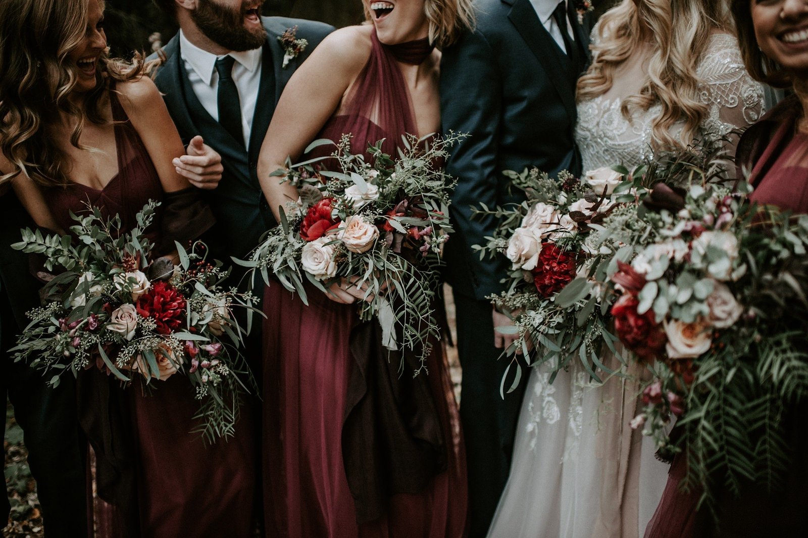 Rustic & Romantic fall wedding bouquet in pink, eggplant and green