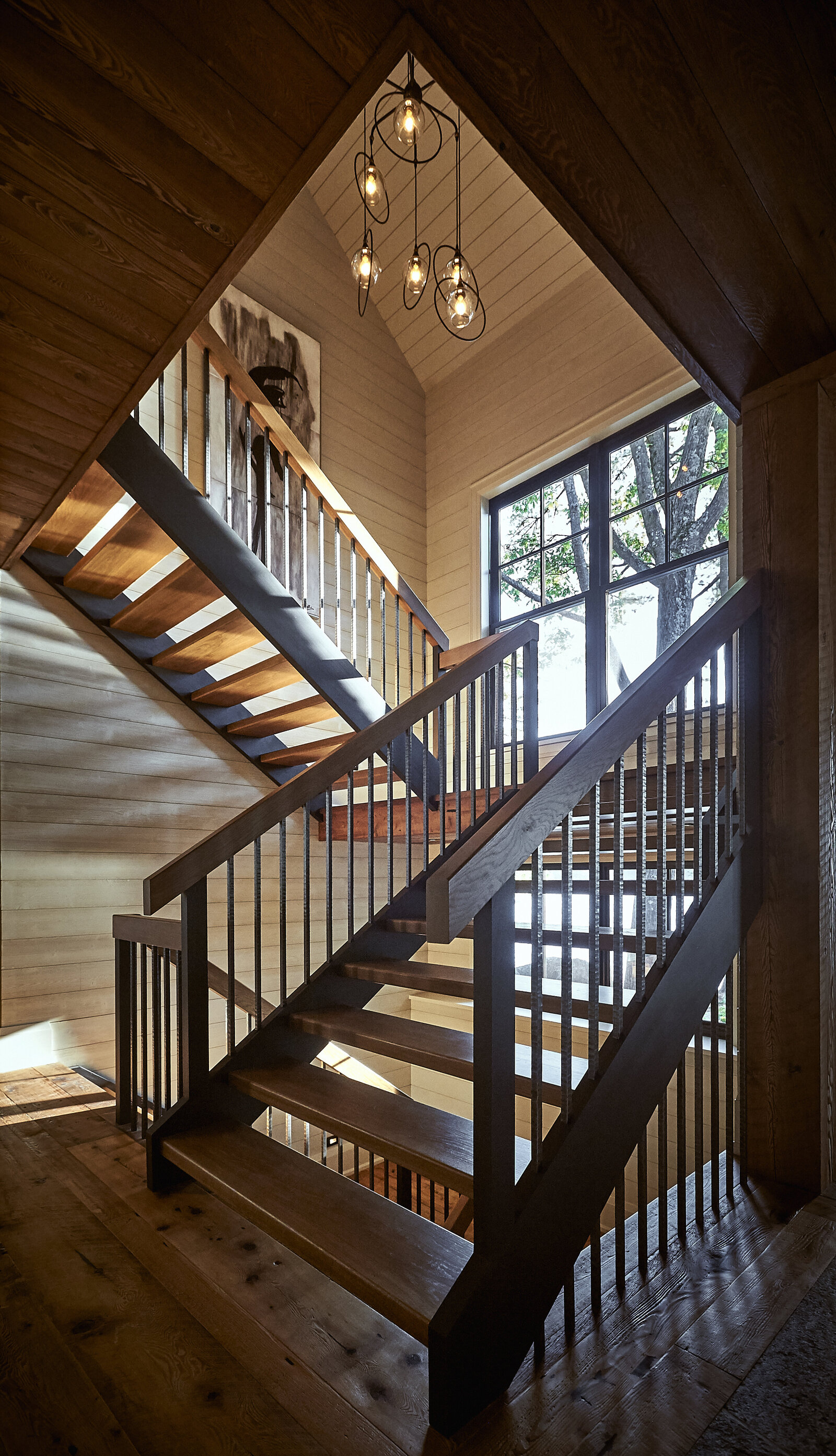 008-Port Carling-Cottage-Staircase-Iron-Shiplap