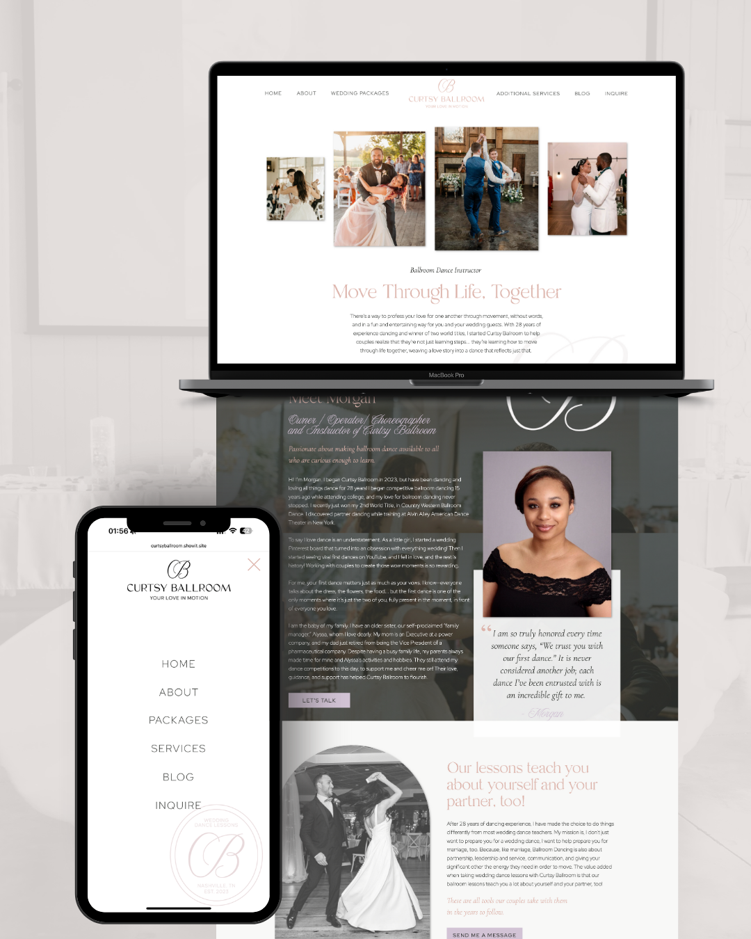 Logo design of Curtsy Ballroom, a Wedding Dance Choreographer in Nashville