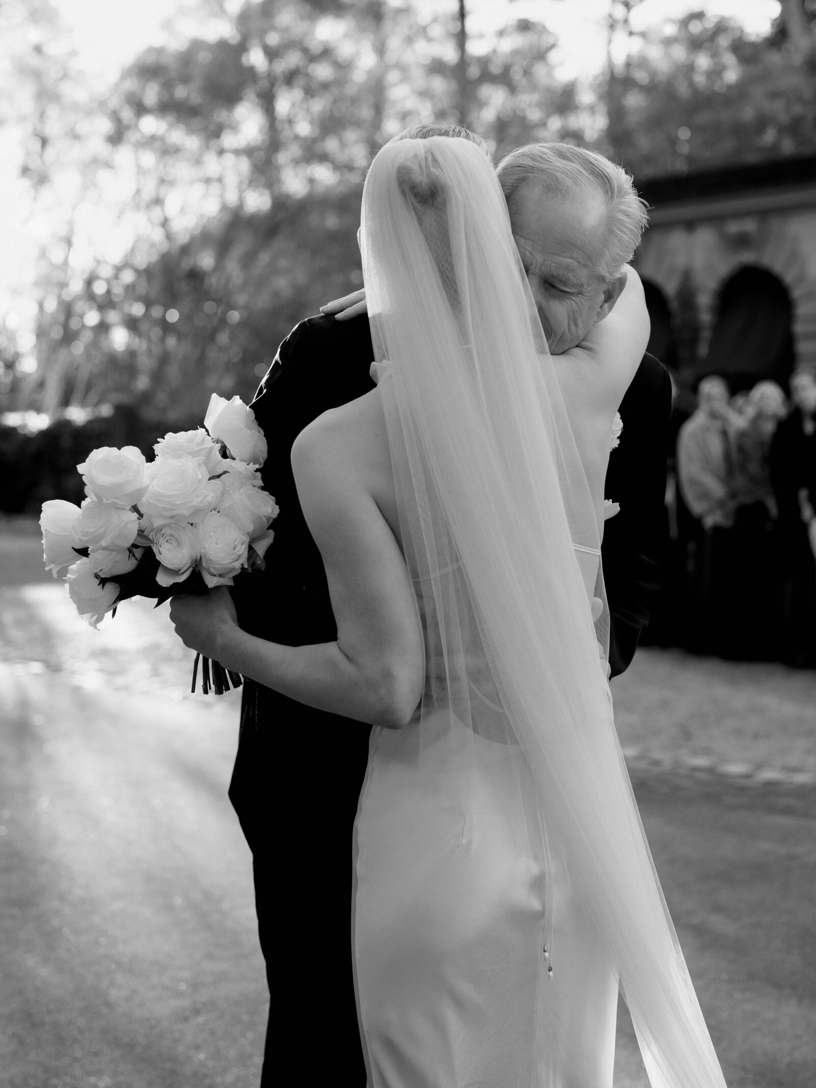 Bride and father during wedding ceremony at The Swan House in Atlanta