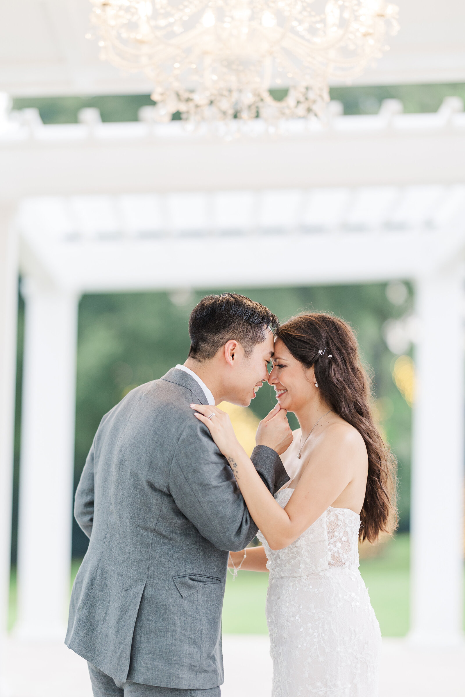 Intercultural wedding couple solo photography