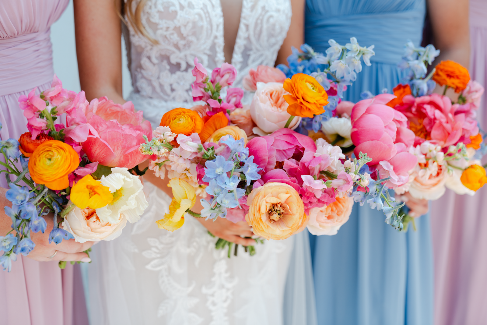 upclose image of florals bride and bridesmaids