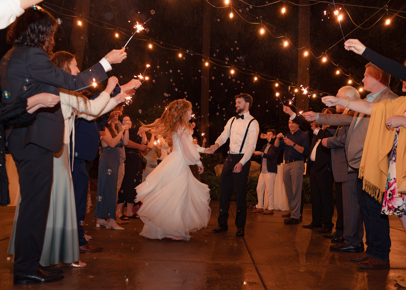 Exit walk with sparklers at Camp Colton