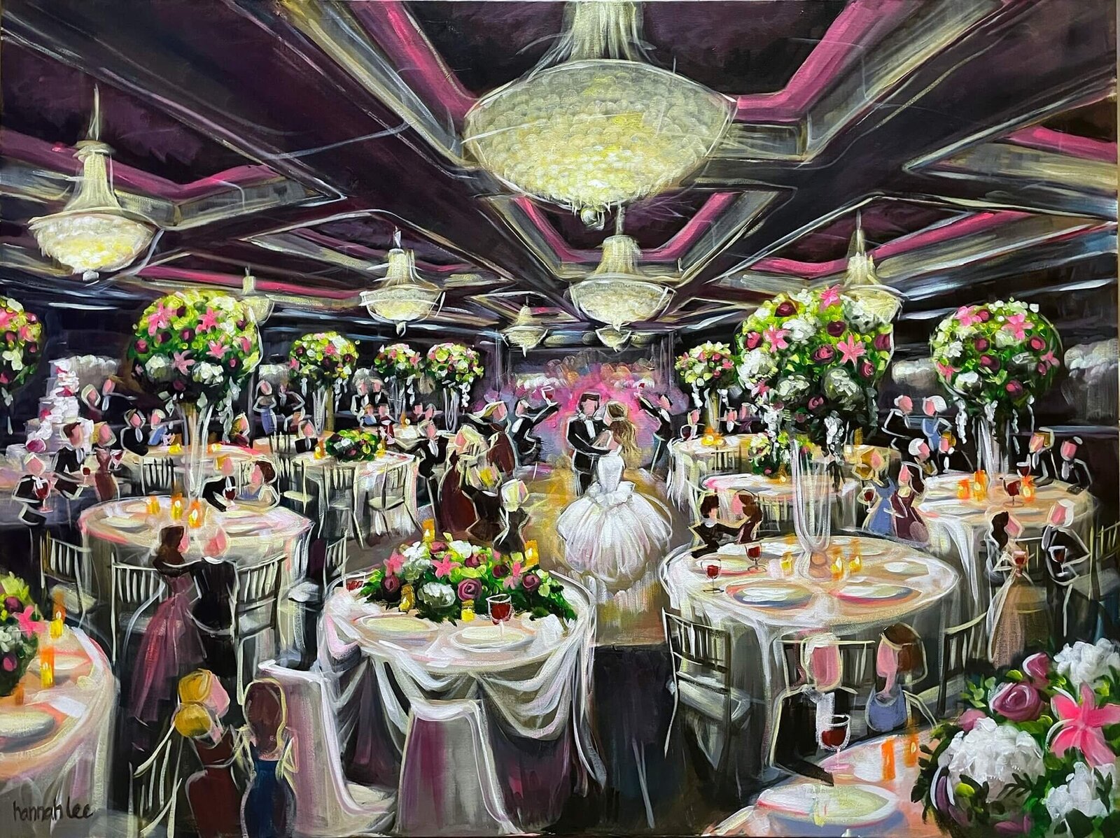 Live Wedding Painting reception at The Wilshire Grand Hotel - NJ wedding venue - Canell-Milstein