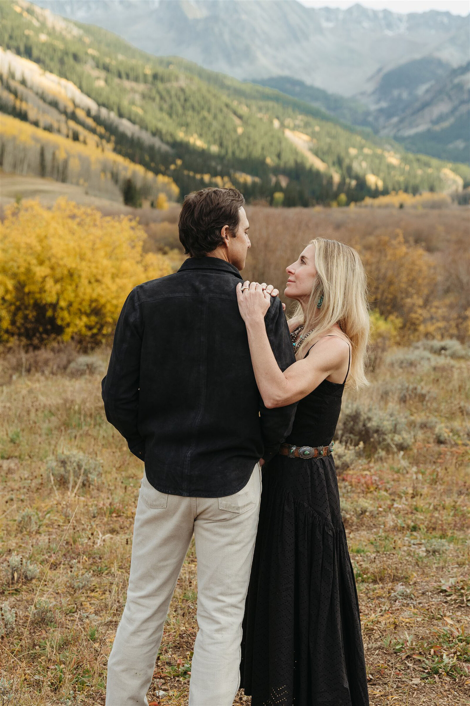 Editorial Aspen family photography — stylish family walking together in classic Ralph Lauren–inspired outfits.