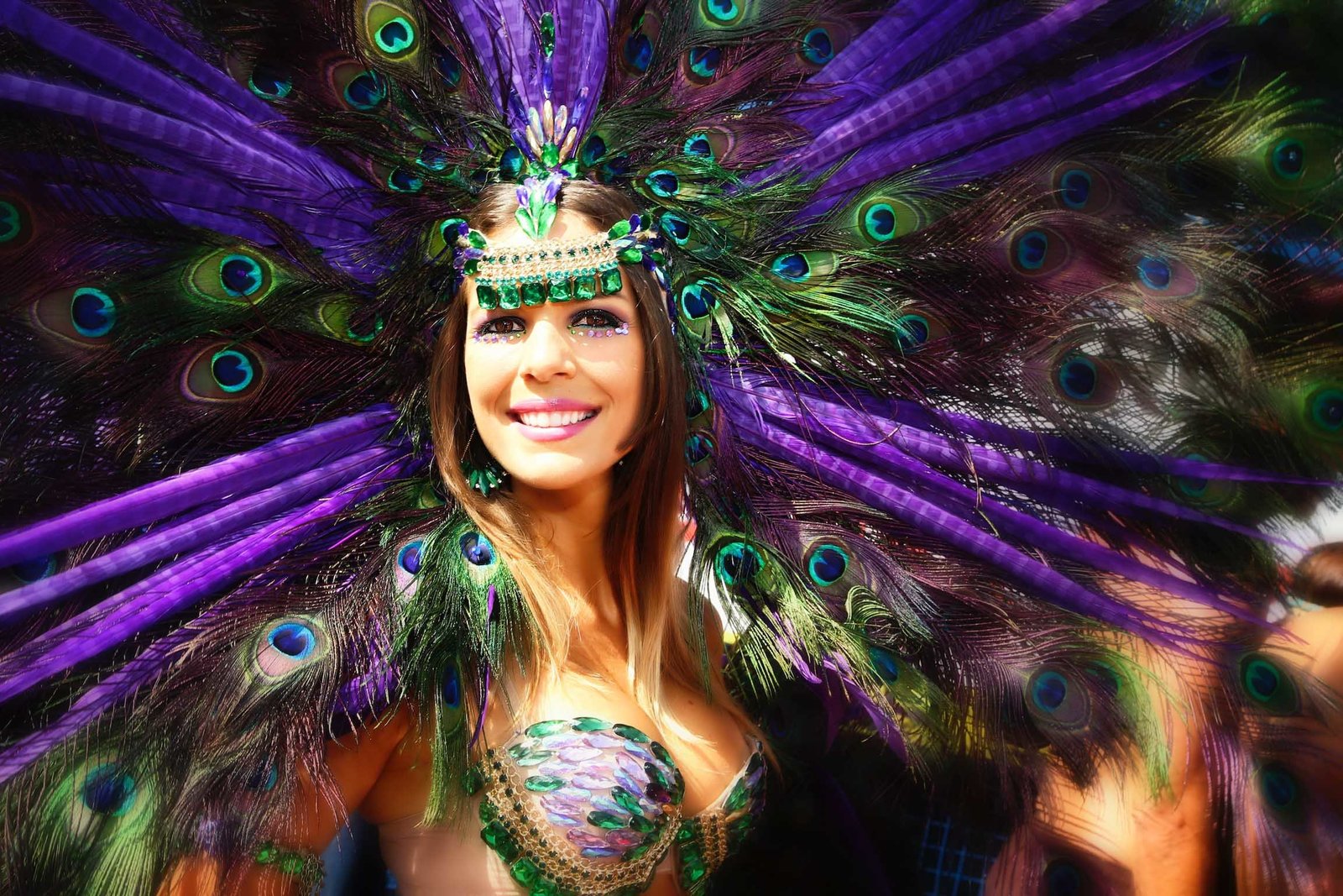 Woman in colourful Carnival costume. Photo by Ross Photography, Trinidad, W.I..