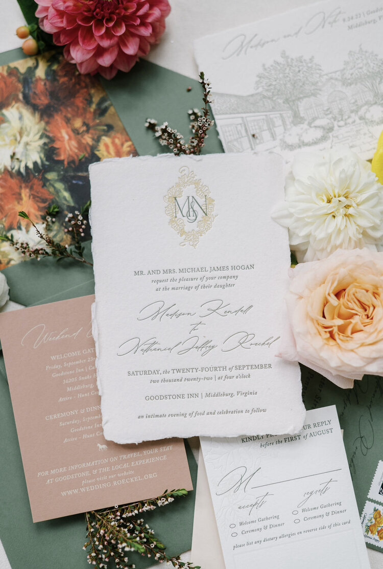 elegant wedding invitation with floral details