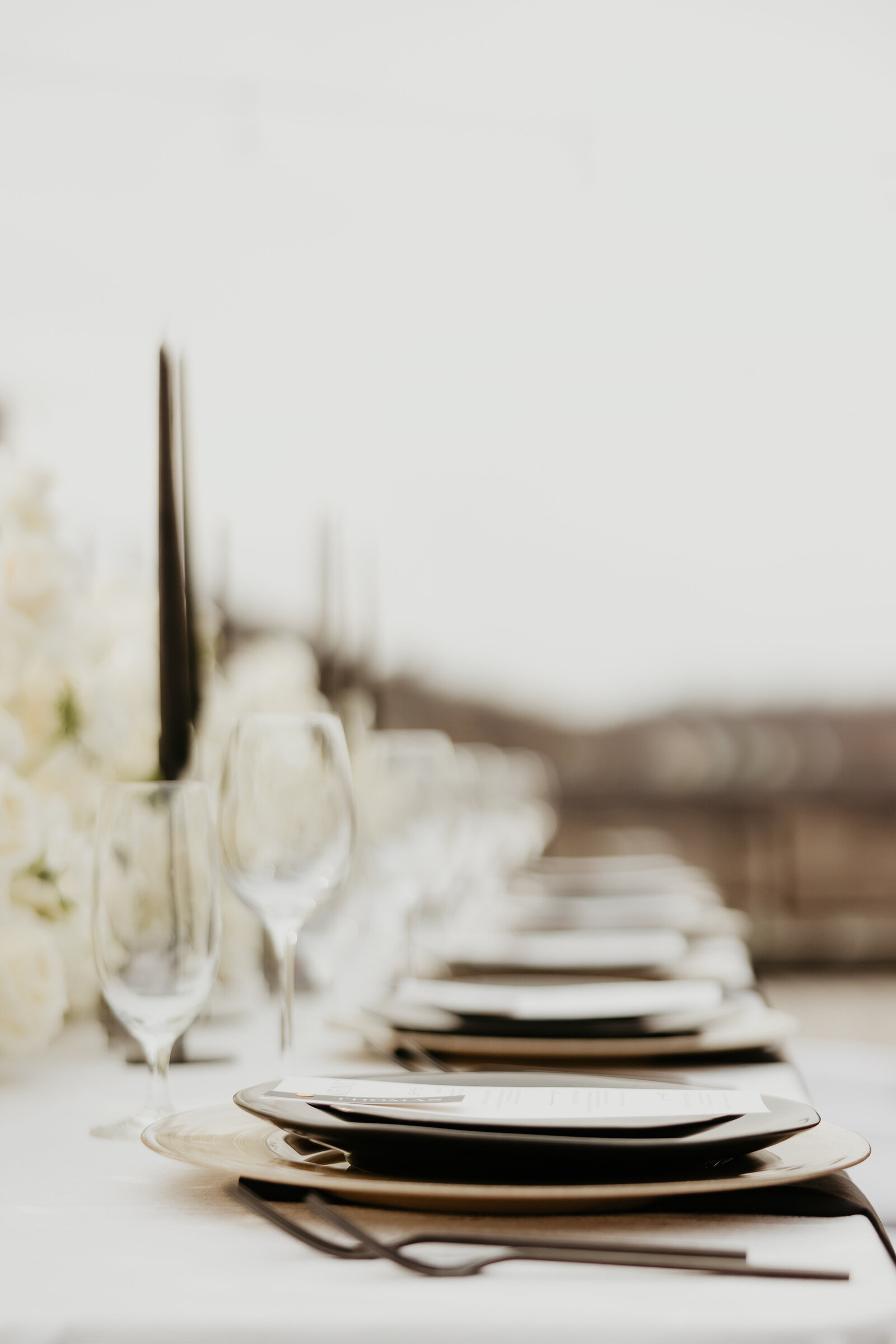 Black and White Wedding Reception Dinner Inspo