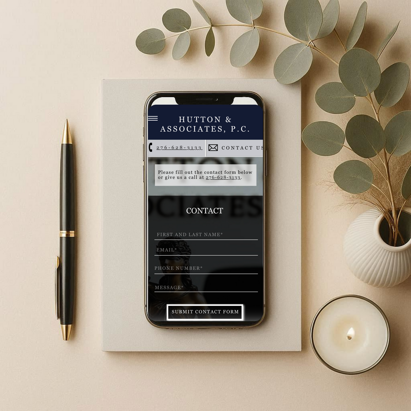 Mobile version of the contact page from Project 2 displaying a user-friendly form in a responsive layout created by Taylor Reichart to support strong local SEO