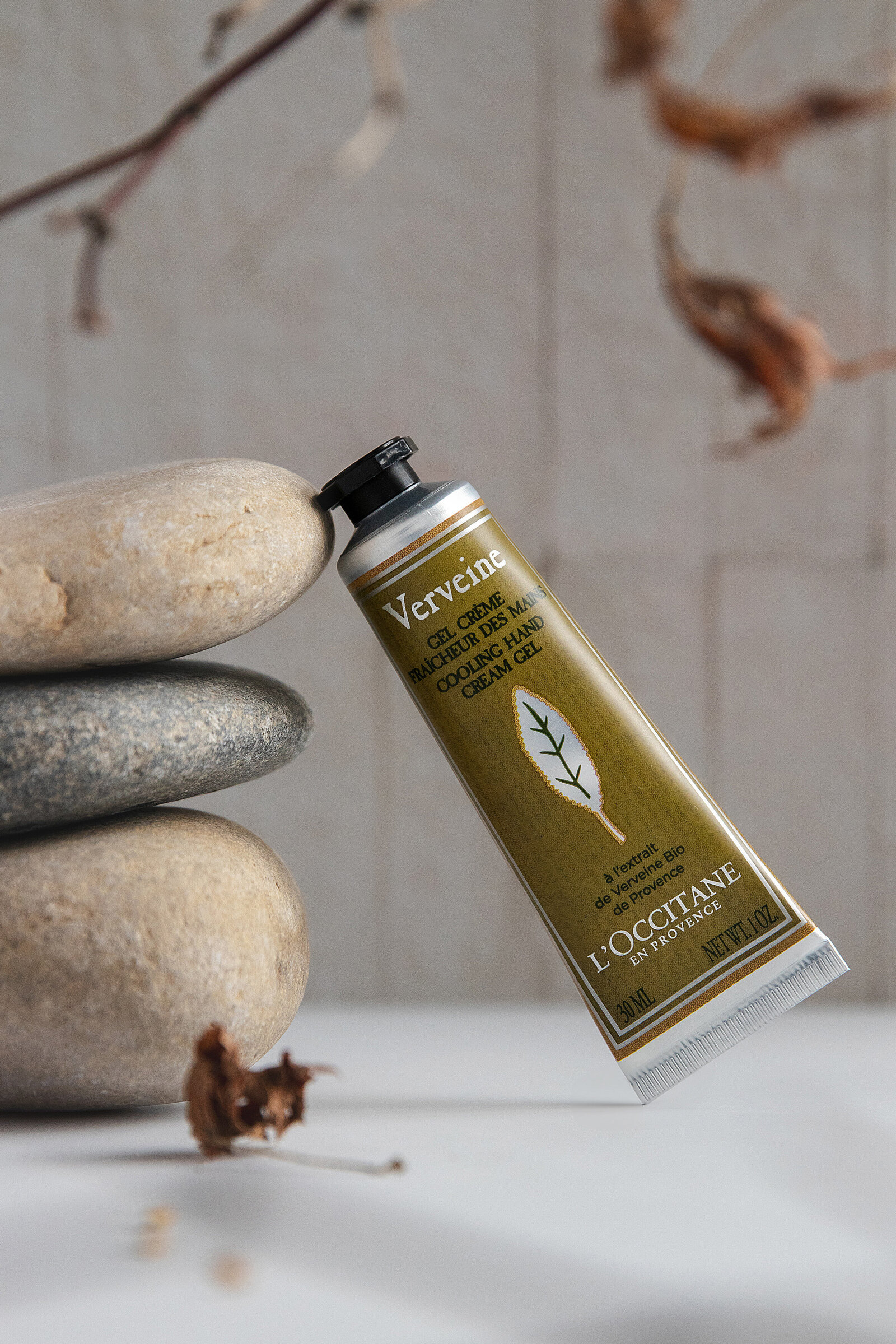 Washington DC product photographer capturing elevated hand cream branding with natural, spa-inspired styling.